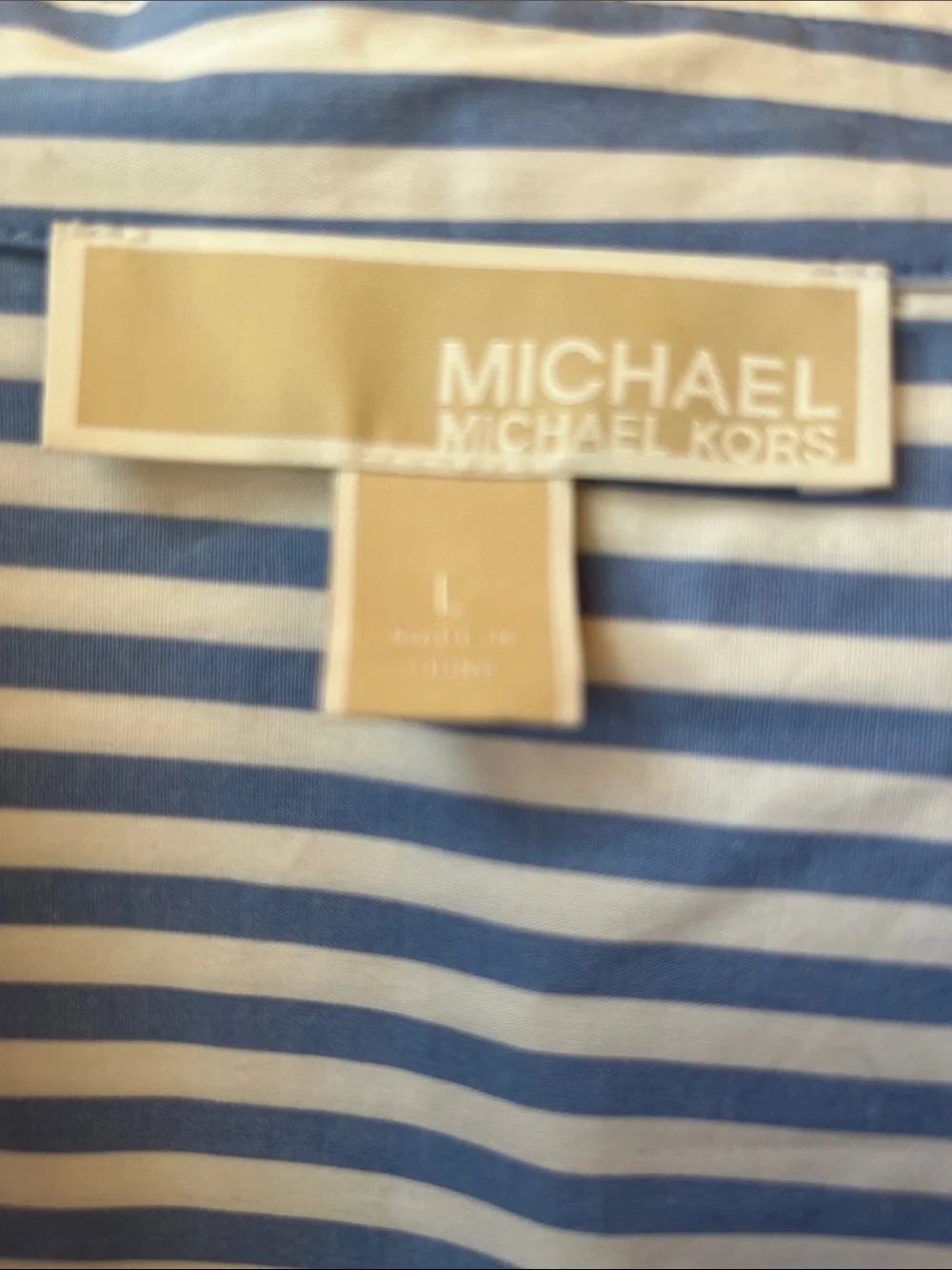 Michael Kors Blue & White Striped Tunic Shirt/Beach Coverup - Size Large